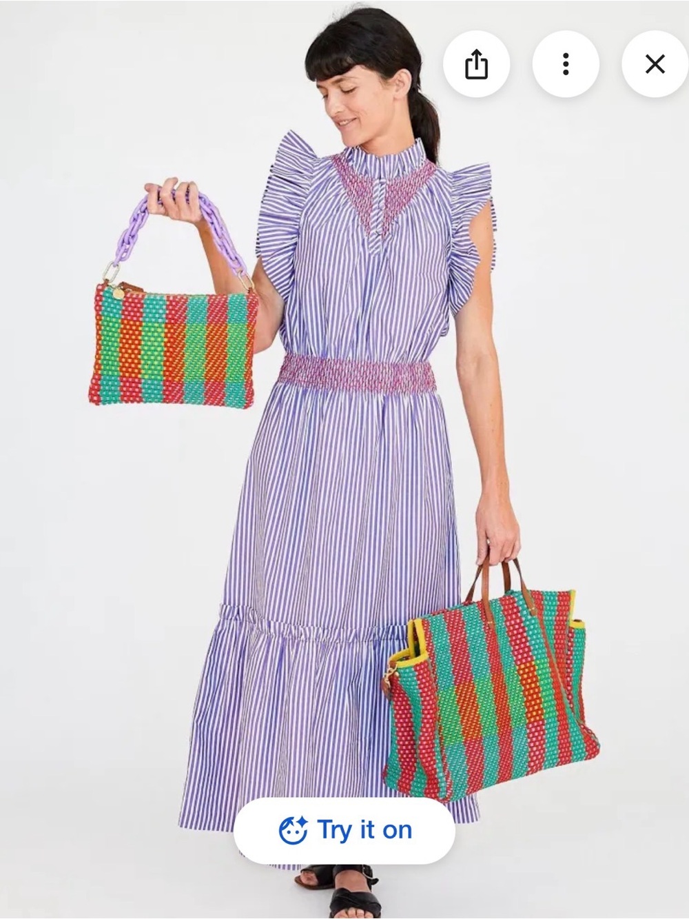 Clare V. Joelle Dress Dark Lilac and Cream